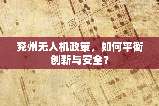 兖州无人机政策，如何平衡创新与安全？