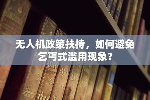 无人机政策扶持，如何避免乞丐式滥用现象？