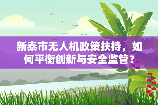 新泰市无人机政策扶持，如何平衡创新与安全监管？