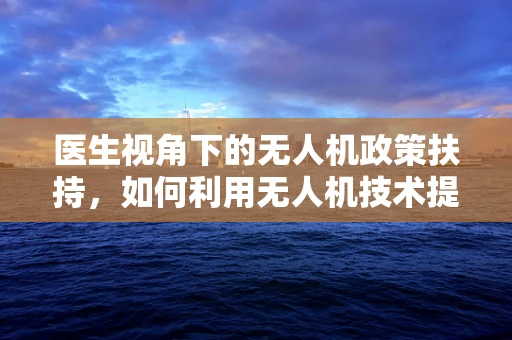 医生视角下的无人机政策扶持，如何利用无人机技术提升医疗救援效率？