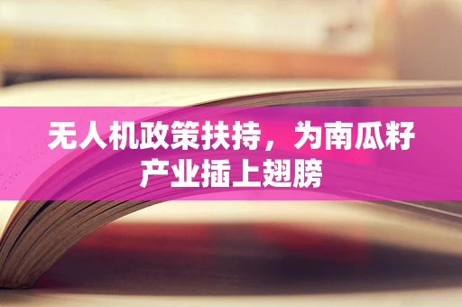无人机政策扶持，为南瓜籽产业插上翅膀