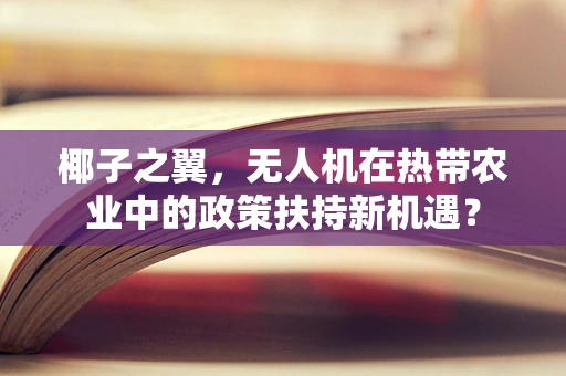 椰子之翼，无人机在热带农业中的政策扶持新机遇？