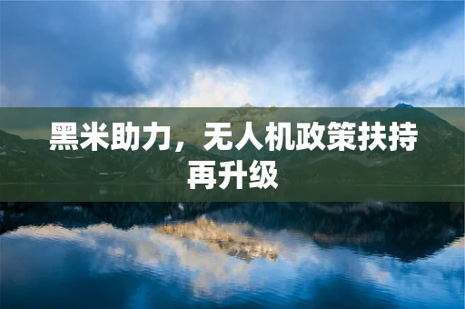 黑米助力，无人机政策扶持再升级