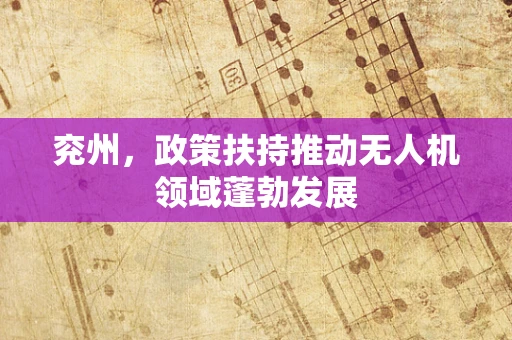 兖州，政策扶持推动无人机领域蓬勃发展