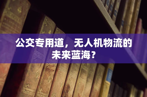 公交专用道，无人机物流的未来蓝海？