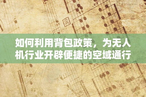 如何利用背包政策，为无人机行业开辟便捷的空域通行之路？