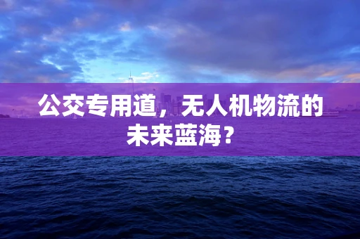 公交专用道，无人机物流的未来蓝海？