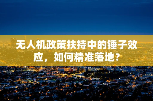 无人机政策扶持中的锤子效应，如何精准落地？