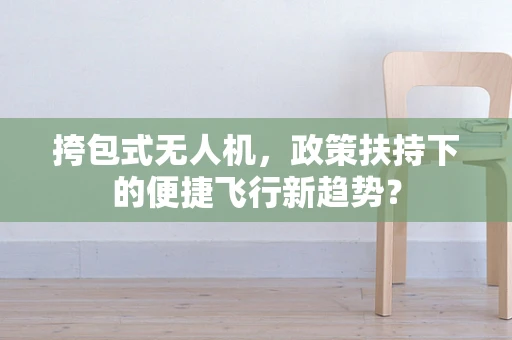 挎包式无人机，政策扶持下的便捷飞行新趋势？