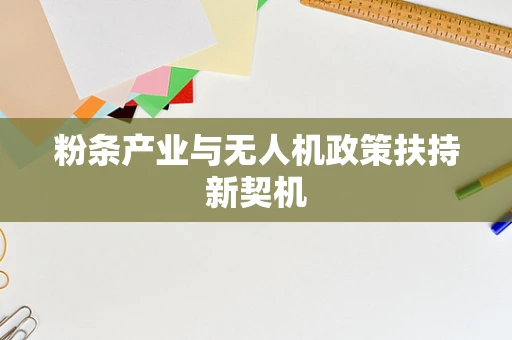 粉条产业与无人机政策扶持新契机