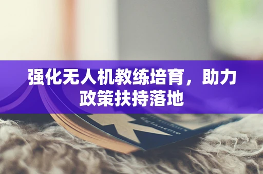强化无人机教练培育，助力政策扶持落地