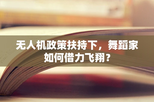 无人机政策扶持下，舞蹈家如何借力飞翔？